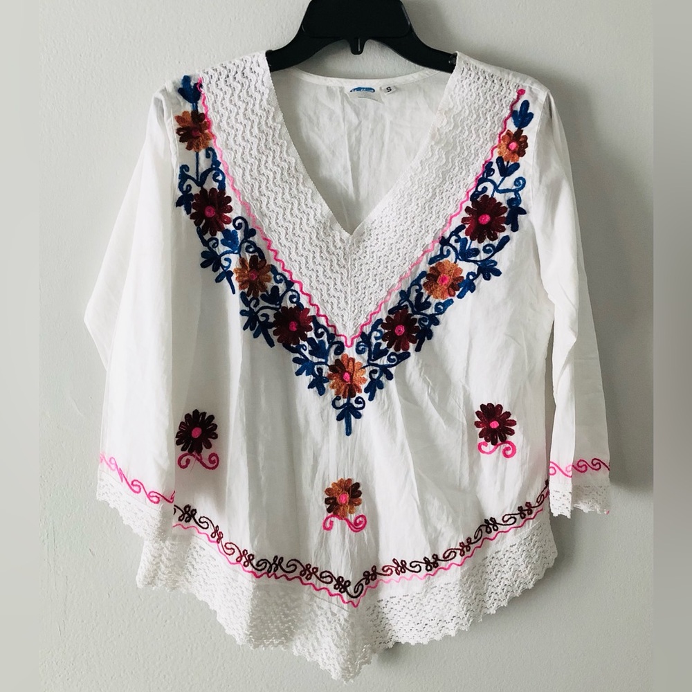 Shabham Embroidered Viscose Peasant Blouse